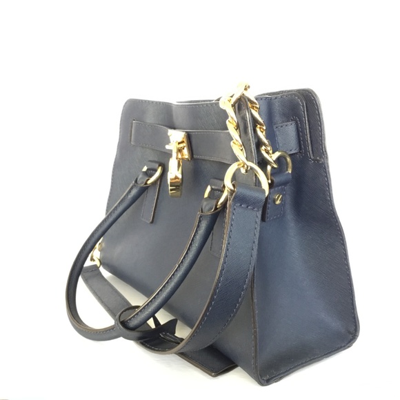 Michael Kors Satchel Bag Hamilton Shoulder Navy - Picture 6 of 8